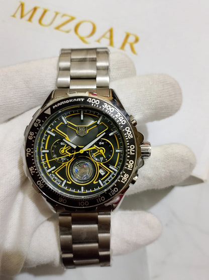 Tag Heur Black-Yellow Chronograph Watch